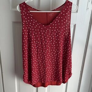 LOFT Coral Pink Polka Dot Tank Top